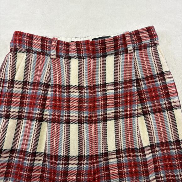 J.CREW Tapered-Leg Wool Pants Tartan Plaid White/Red Womens Size 2T TALL - Picture 6 of 16